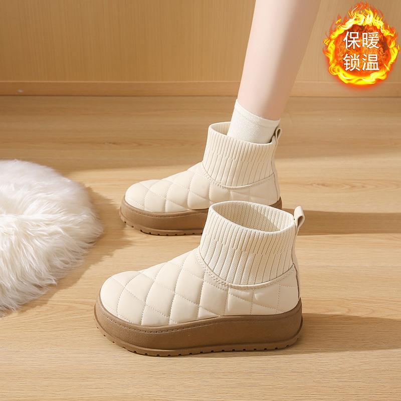 Fleece High-top Boots Women's Winter Non-slip Versatile New Student Is Trendy Thermal Socks Boots Cotton Shoes
