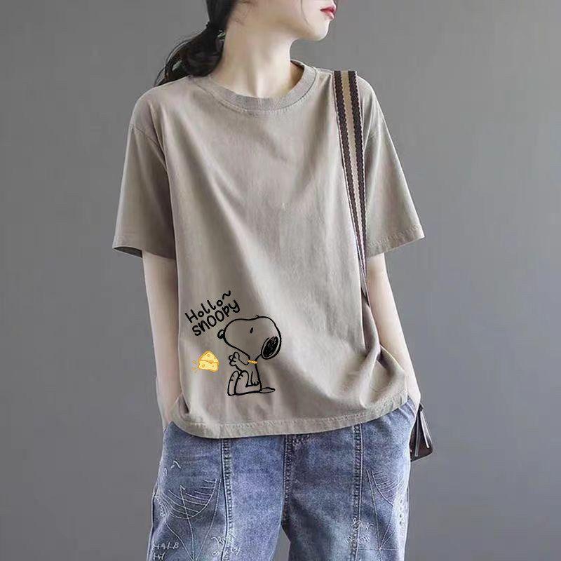 Brand Discount Store Genuine Goods Women Clothes Pure Cotton Short Sleeve Top Plus Size Loose Casual Print Summer T-shirt Tide