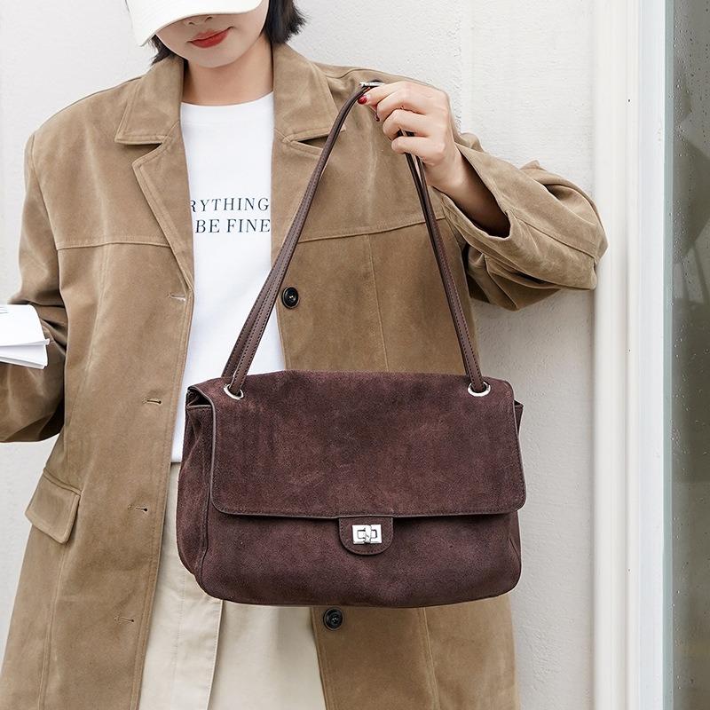 Bolso de cartero de ante esmerilado sensación de bandolera bajo el brazo moda casual gran capacidad bolso de hombro tote