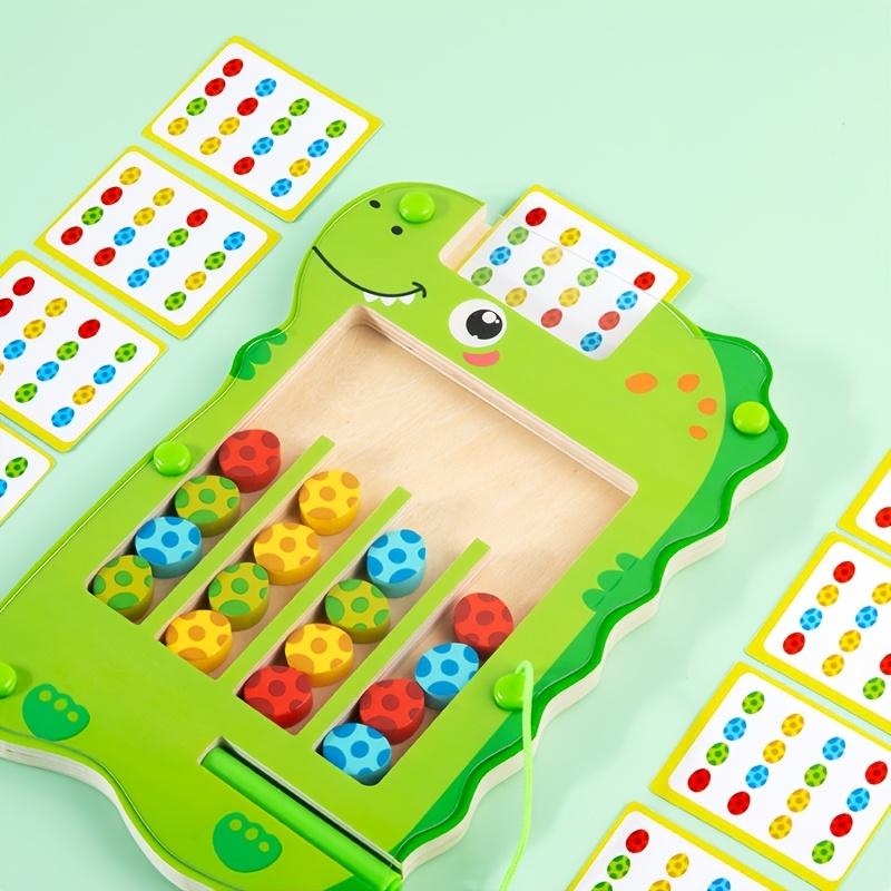 Dinosaur Egg Magnetic Four Color Placement Game, Color Sorting Skills Training Wooden Toy, Hand Eye Coordination Toy, Color Toys