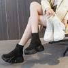 Moda Nuevo 8CM Botines de Punto Elástico Calcetín de Tela Plataforma Cuña Tobillo Slip on Primavera Otoño Moda Mujer Zapatos Bling de Pedrería