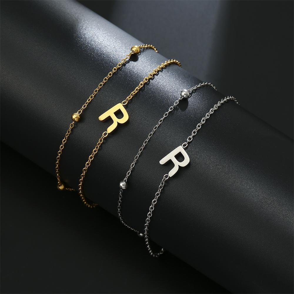 Cazador Stainless Steel Initial Letter Double Chains Bracelet for Women A-Z Alphabet Jewelry 2026 Bracelet On Hand Birthday Gift