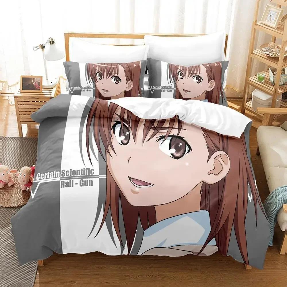 New Misaka Mikoto Bedding Set Single Twin Full Queen King Size Bed Set Adult Kid Bedroom Duvet cover Sets 3D Anime Bed Sheet Set
