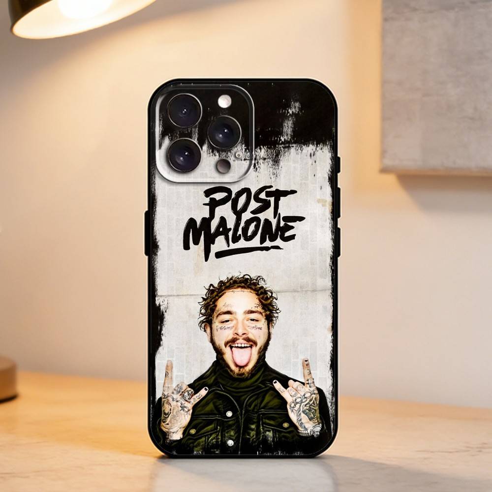 King P-Post M-Malone Phone Case For iPhone 17,16,15,14,13,12,11 Plus,Pro Max,XS,Soft Silicone Black Cover