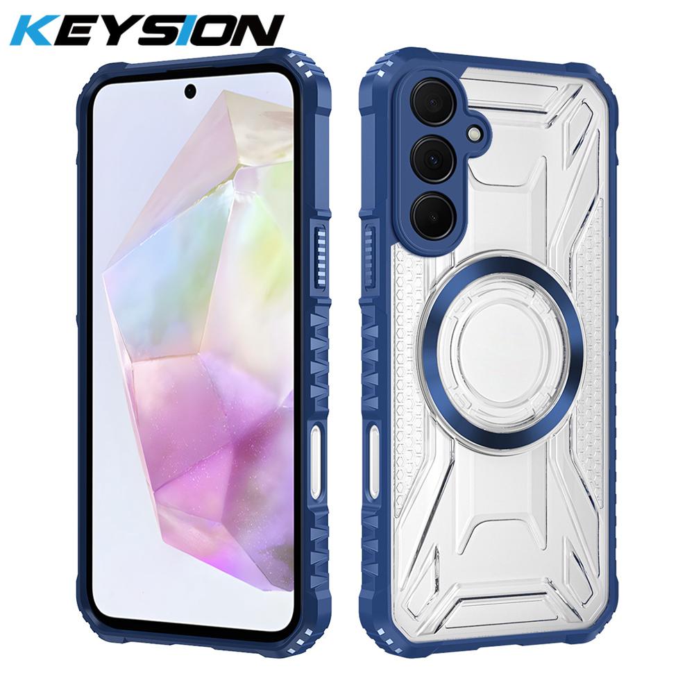KEYSION Transparent Magnetic Case for Samsung A55 5G A35 A25 A15 Silicone+PC Shockproof Phone Back Cover for for Galaxy A05S
