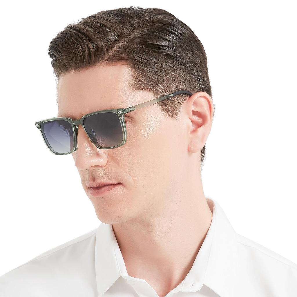 Green Glasses with Blue Light Blocking and Magnetic Polarized Lenses Glasses for Outdoor and Driving [OCCI CHIARI] Square-Shaped - Men's Reading,