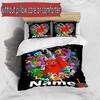 3pcs Duvet Cover Set (1*Duvet Cover + 2*Pillowcase, Without Core), Custom Name Game Rainbow Friends Pattern Bedding Set, Home Bedroom Decor Gift