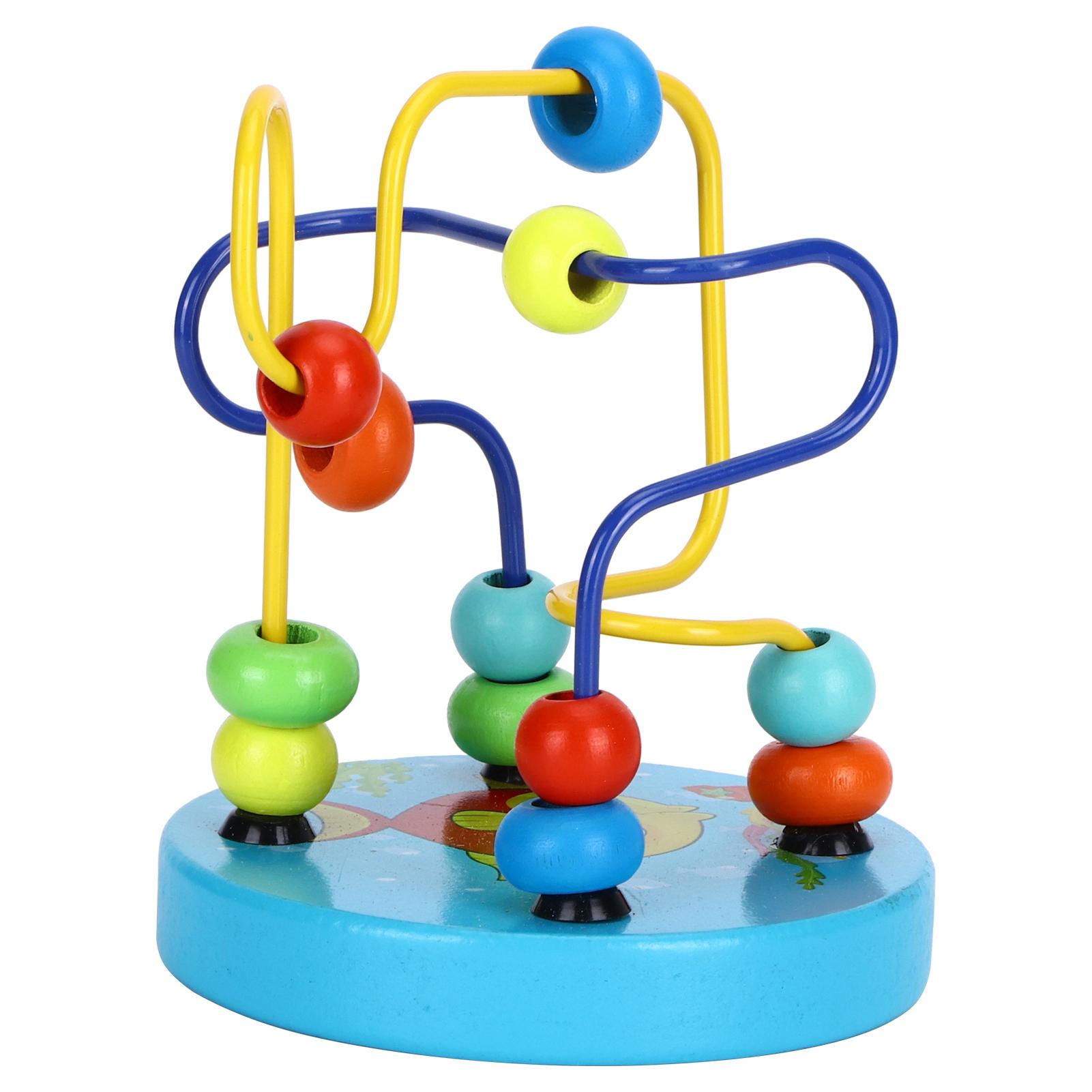 Circles Around Beads Puzzle Mini Round Wooden Early Learning Toy  Education School Supplies