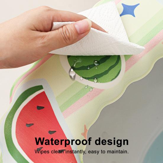 Toilet Seat with Integrated Handle Fruit Pattern Easy to Clean EVA Waterproof Thickened Surface Quick Drying Toilet Seat Pad