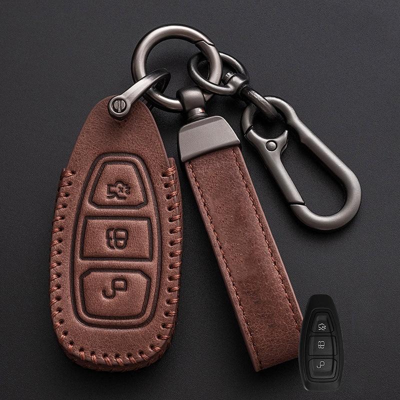 

Leather Car Smart Key Case Cover Shell For Ford Focus 3 4 St Mondeo Mk3 Mk4 Fiesta Fusion Kuga Ecosport Protect Fob Accessories For Ford