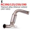 For 125 250 390 DUKE RC390 Motorcycle Exhaust Connector Tube Mid Middle Link Pipe Slip On Exhaust System 2017 2018 2019 2020
