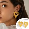 Personalized Liquid Lava Metal Love Water Drop Stud Earrings, Geometric Irregular Pleated Earrings Earrings