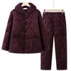 Langsha Elderly Women's Fleece-Lined Thermal Pajama Set