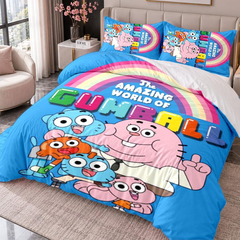 Amazing World of Gumball 3Pcs Bedding Set Duvet Cover With Two Pillowcases For Bedroom Home Decoration