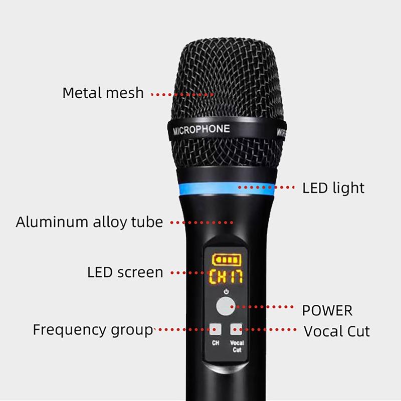 Anti-feedback Professional Intelligent Wireless Bluetooth Microphone Set with DSP Anti-Howling Reverb for Performances KTV