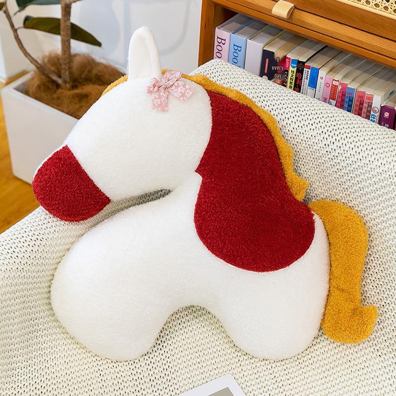Year of the Horse Plush Mascot Cushion - Cute Fun Home Souvenir Pillow 45cm x 35cm белый 1500₽