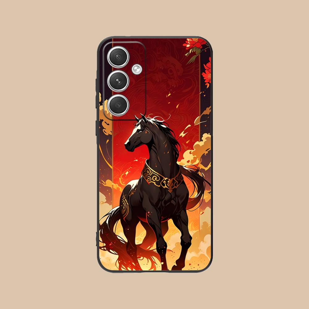 

Golden Horse Year Mobile Phone Case for Samsung Galaxy S26 S25 S24 S23 S22 S21 S20 Note20 Plus FE Ultra Colorful Cover Luxury Galaxy Note20