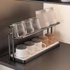 Stainless Steel Cup Holder 2 Tier Drying Rack with Drain Tray Space Saving Storage Shelf for Coffee Tea Cups Glasses Home