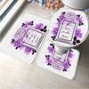 3pcs Set Perfume Flower Butterfly Bath Mat Bathroom Rugs Anti Slip Black White Stripes Bathtub Side Mats Doormat Carpet Decor