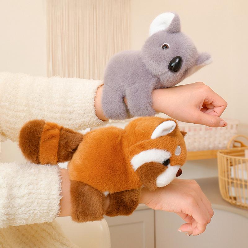 Animal Snap Bracelet Plush Toy - 8" Elk, Koala, and Raccoon Claw Machine Dolls