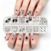 1 Set 3D Nail Art Charms 12 Grids Metal Love Heart Flower Butterfly Charms DIY Nail Design Crafting Manicure Decoration Accessories