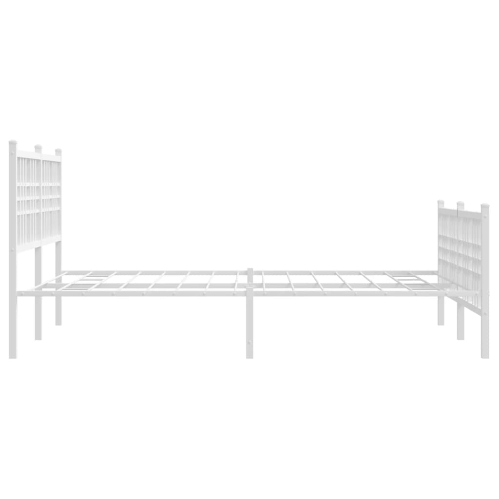 Metal Bed Frame with Headboard and Footboard White 120 x 200 cm