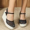 Fashion Sexy Pointy Toe Buckle Back Strap Wedges Designer Brand Sandals Women Elegant Woven Mesh Slide Sandals Comfort Breathable Pumps