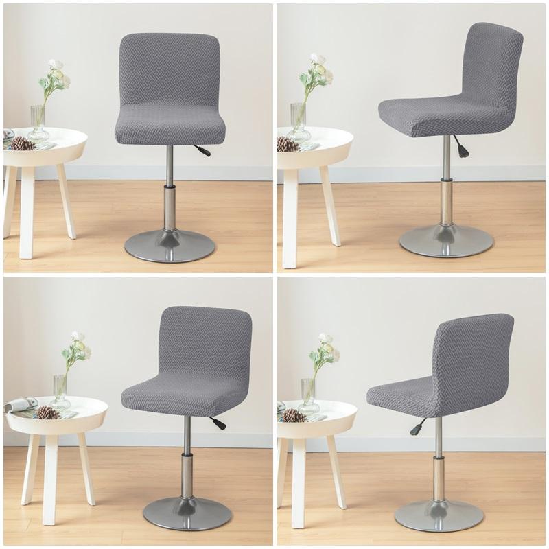 Stretch Bar Chair Cover Jacquard Bar Stool Seat Covers Slipcovers Short Back Small Size Hotel Banquet Dining Chair Case Solid Co