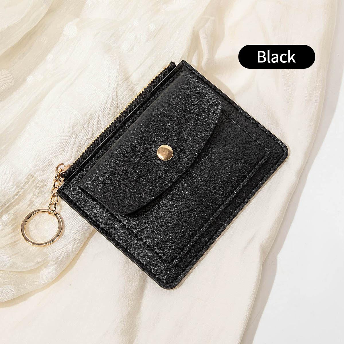 

Simple and fashionable ladies short card holder ultra-thin small wallet zipper buckle ladies credit card holder coin purse bag
