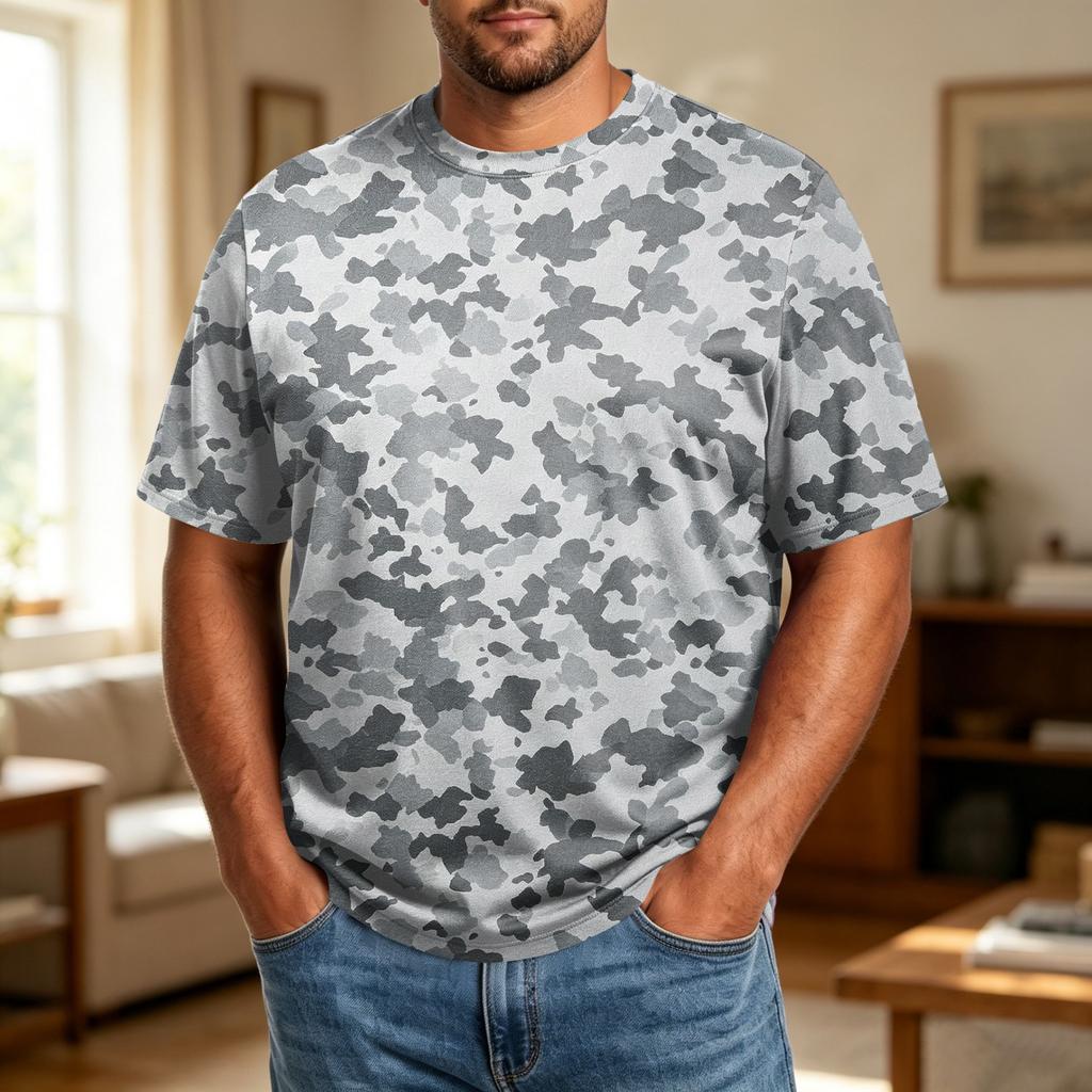 Camiseta Informal Transpirable Cómoda de Manga Corta con Cuello Redondo para Hombre Talla Grande Tejido Suave Top de Verano