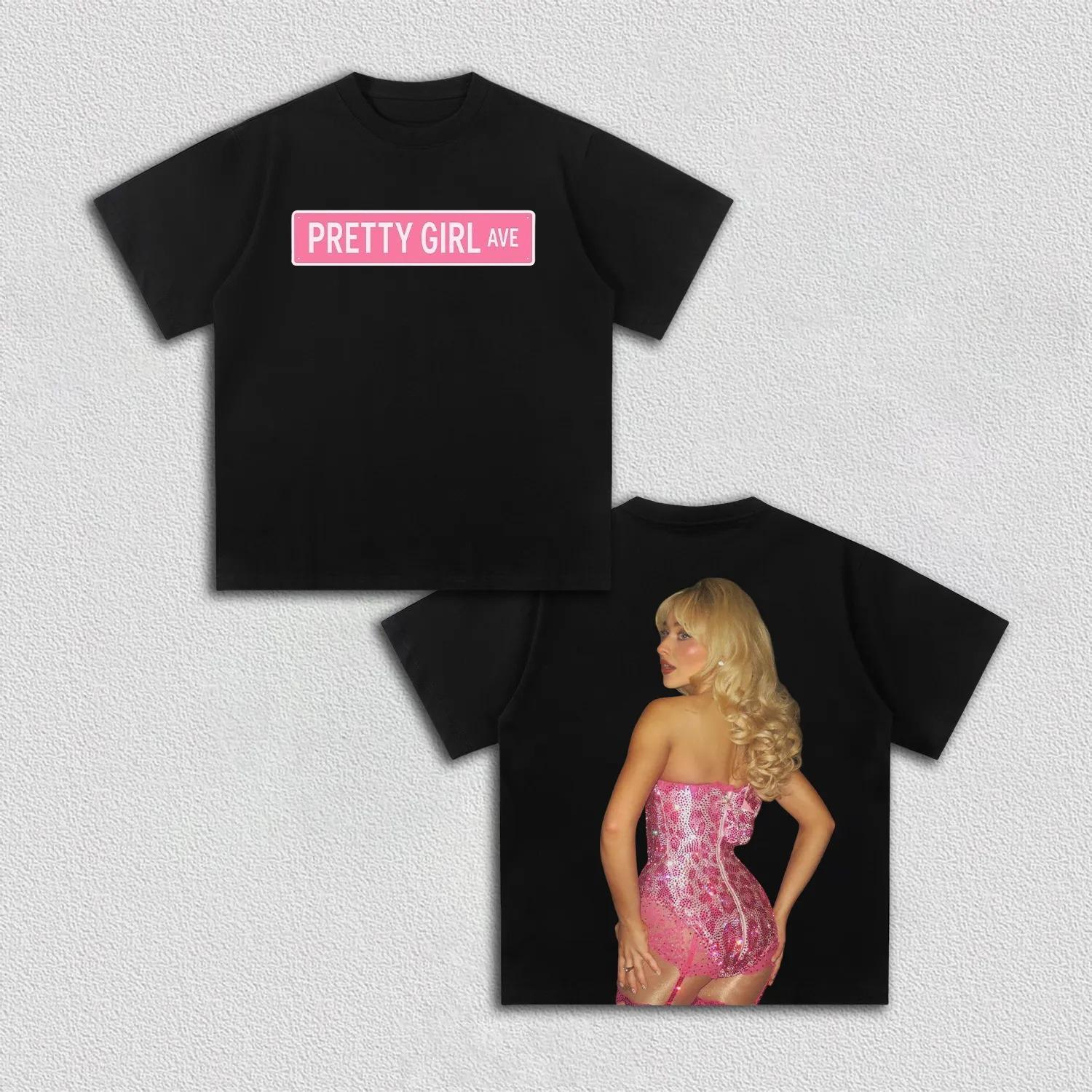 

Sabrina Carpenter Pretty Girl Ave T Shirt Retro Pop Star Tour Merch Graphic Tee Streetwear Cotton for Sabrina Carpenter Fans 5XL різнокольоровий