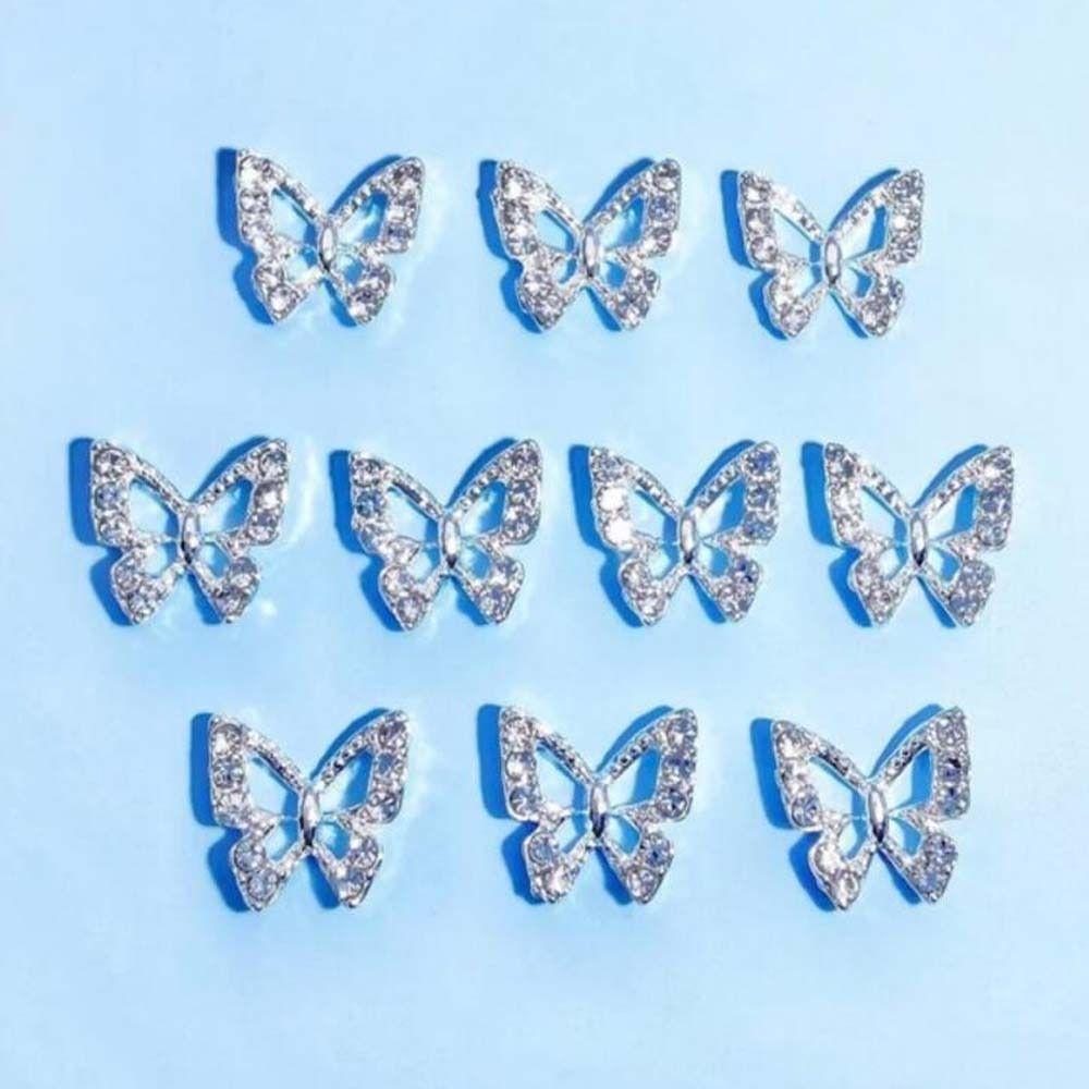 10Pcs/set DIY Nail Ornaments Star Nail Rhinestones Butterfly Nail Decorations  Nail Salon