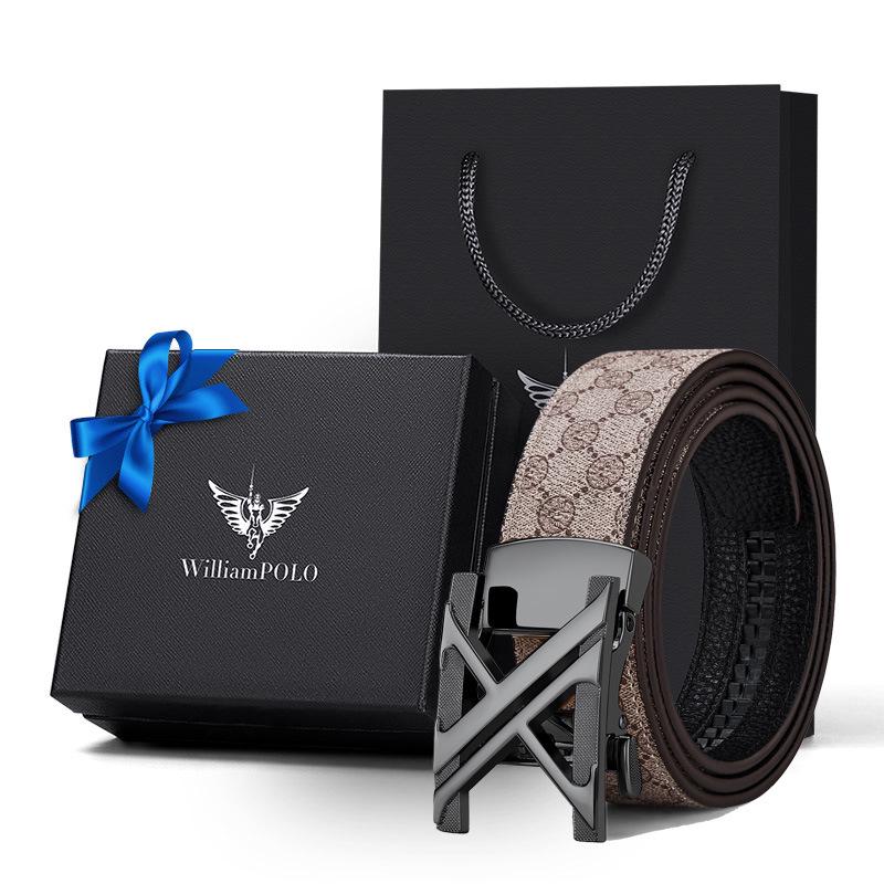 King Paul Men's Premium Alloy Buckle PVC Cowhide Business Belt, New Style.