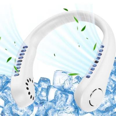 Portable Neck Fan Silent USB Rechargeable Adjustable Speed Bladeless- White