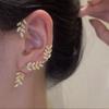 Stylish Fashionable Bohemian No Piercing Crystalline Rhinestone Leaf Ear Cuff Earrings Fake Piercing Clip For Women Earrings Jewelry BijouxTrendy Cuff