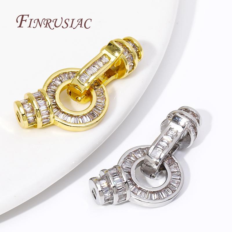 Luxury Cubic Zirconia Pearl Clasps 18K Gold Plated Fastener Clasp Connectors For Jewelry Making DIY Necklace Accessories