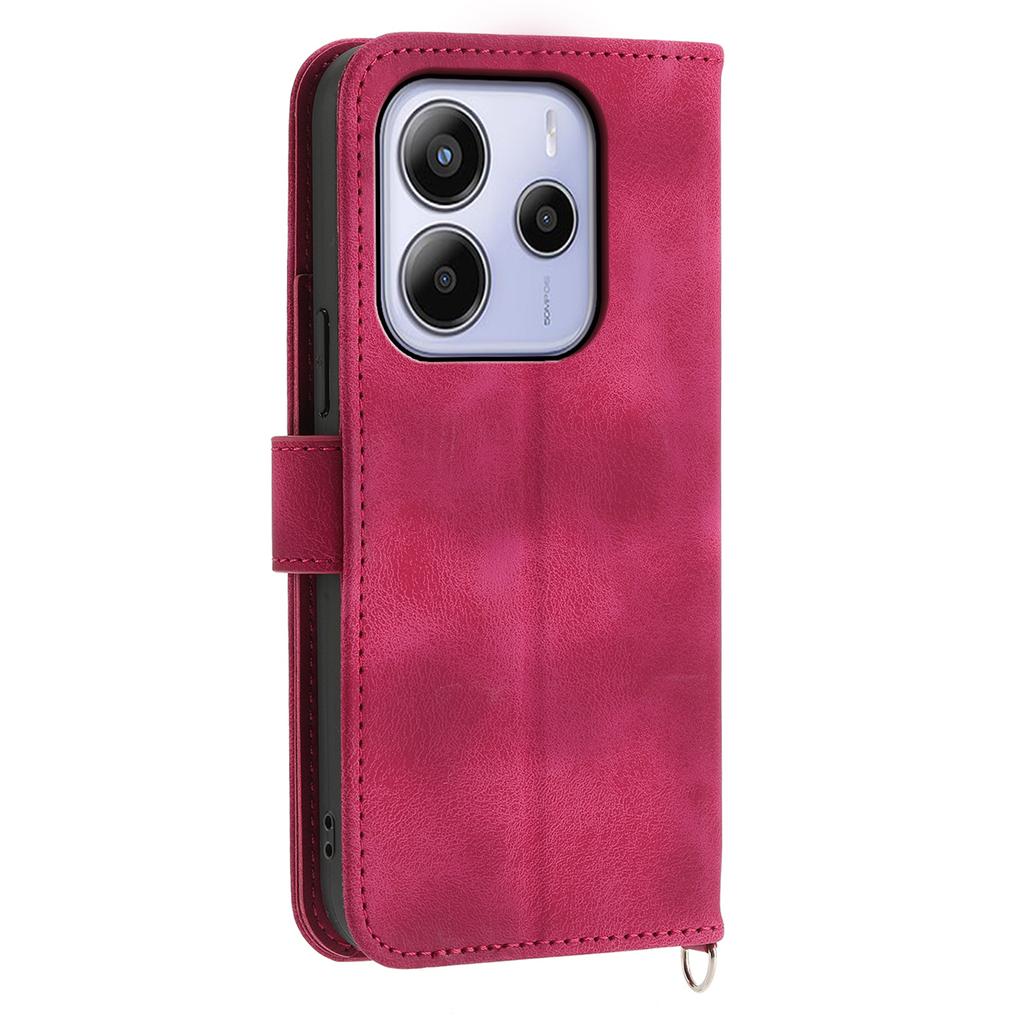 Pro Xiaomi Redmi Note 14 4G (163,25 mm) Pouzdro Vzor Květin PU Kůže Peněženka Kryt na Telefon s Poutkem