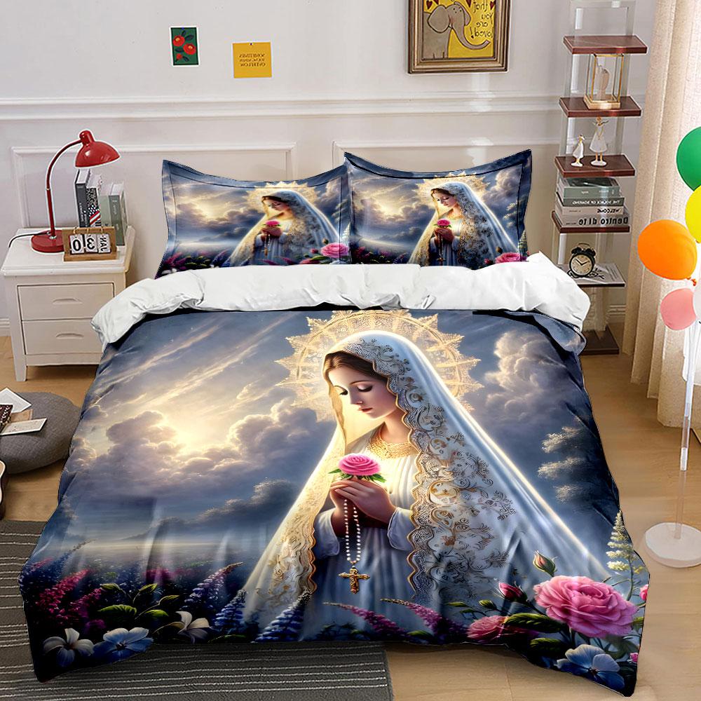 Religious Figure with Roses. Bedding Sets Duvet Cover Sets Duvet Covers Pillowcases(1 * Duvet Cover 2 * Pillowcases Without Duvet Insert)