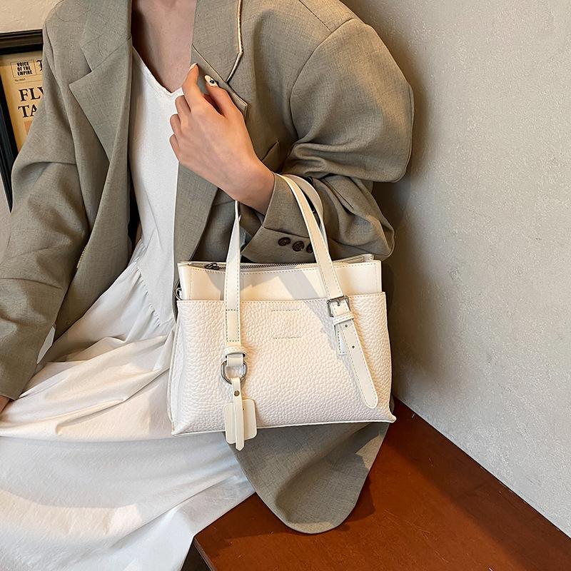 Fashion Texture Lychee Pattern Handbag Bag Women's New Tote Bag Commuter Shoulder Messenger Bag