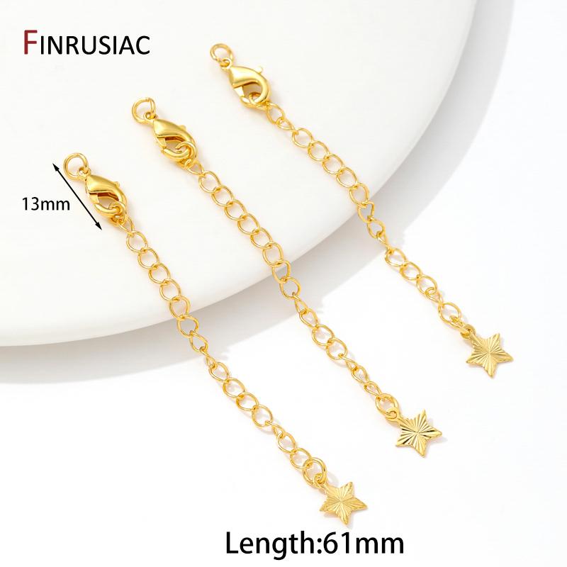 

18K Gold Plated Brass Extension Chains with Lobster Clasps Connector Link Necklace Tail Making DIY Bracelet Accessories Supplies 5 pieces
