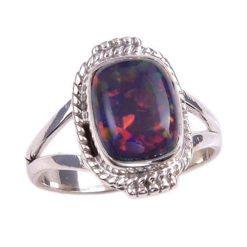 Natural Ethiopian Opal Gemstone 925 Solid Sterling Silver Jewelry Ring S.7 W4I12