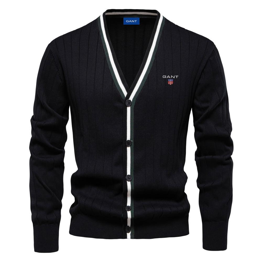 Gant Herbst/Winter Bestickter Neuer Cardigan Herren V-Ausschnitt Langarmpullover Strickjacke