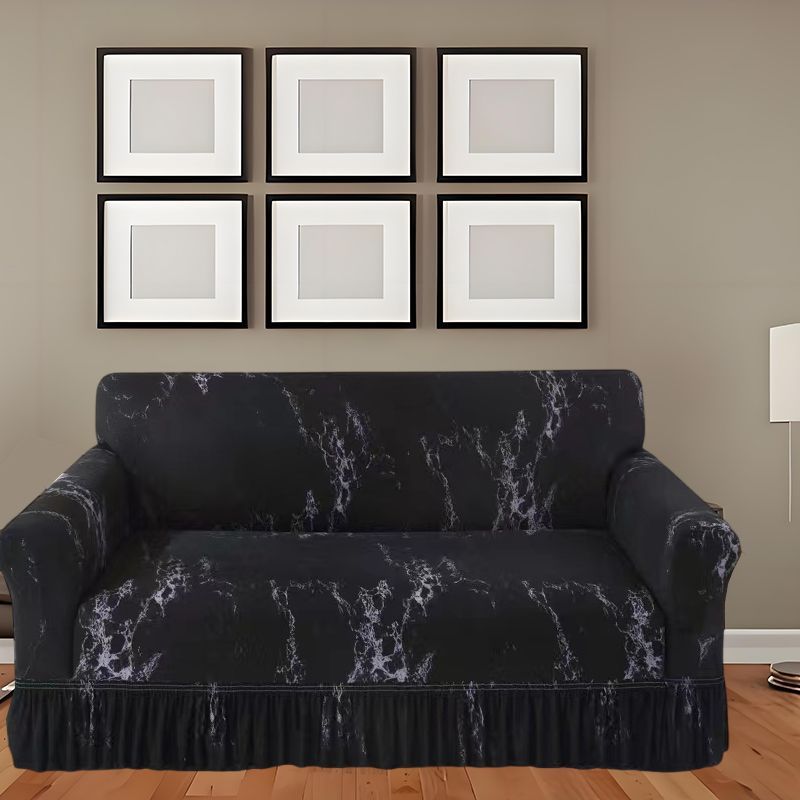 Sofa Cover, Featuring A Black Square Diamond Skirt Design, Easy One-Piece Installation, Soft and Skin-Friendly Material, Resistant To Pilling