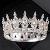 Corona Redonda Barroca de Boda Tiara de Cristal de Diamantes de Imitación para Concursos Nupciales Adornos para la Cabeza para Reinas y Rey