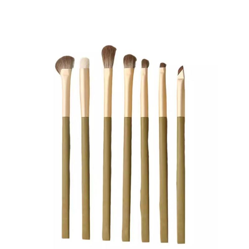 7Pcs Natural Eye Makeup Brushes Set Detail Eyeshadow Brush Makeup Brush Green Ultra Soft Eyeshadow Eyeliner Makeup Tool