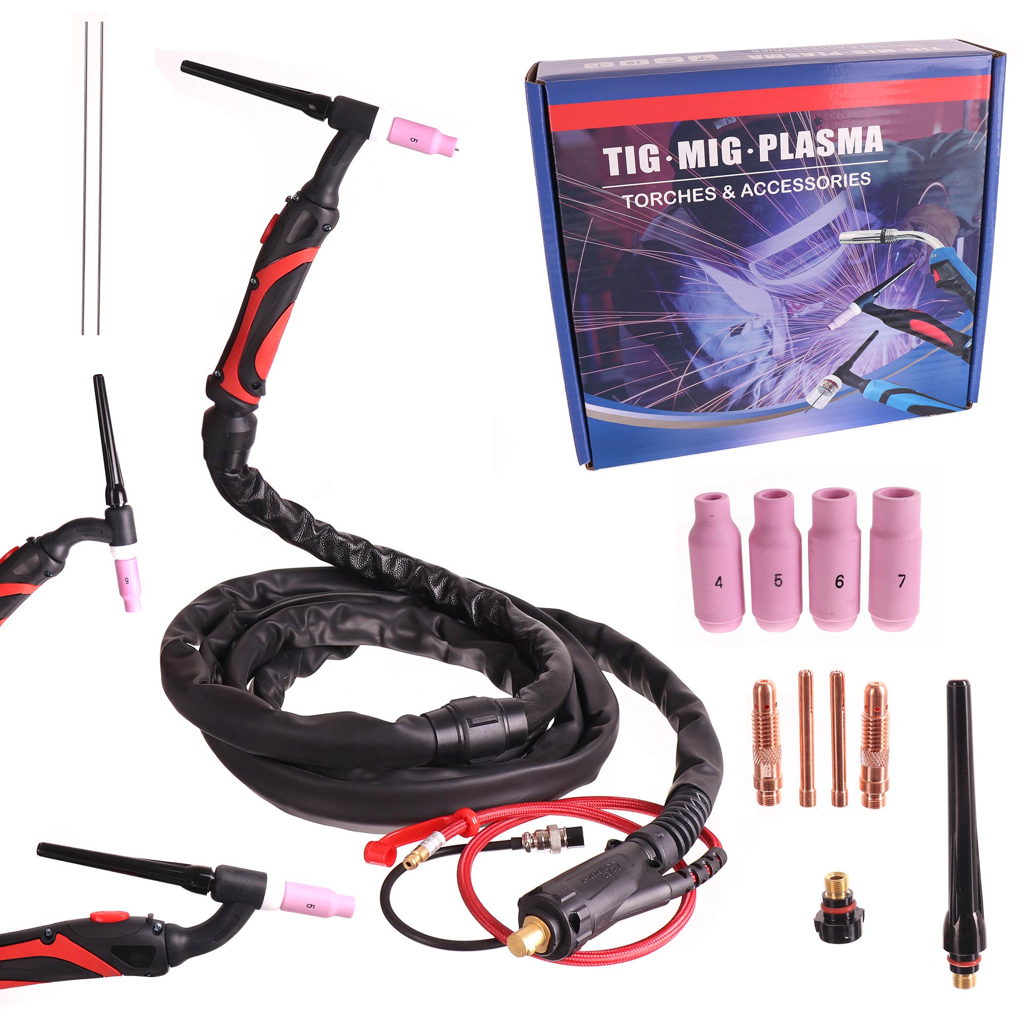 Pistol de sudură TIG SR-26 4M Skin Flex Pro Stecher 13mm + Accesorii