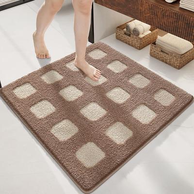 Square Flocked Bath Mats Strong Water Absorption Non-slip Mat Quick-drying Foot Mat Thick Microfiber Bathroom Rug