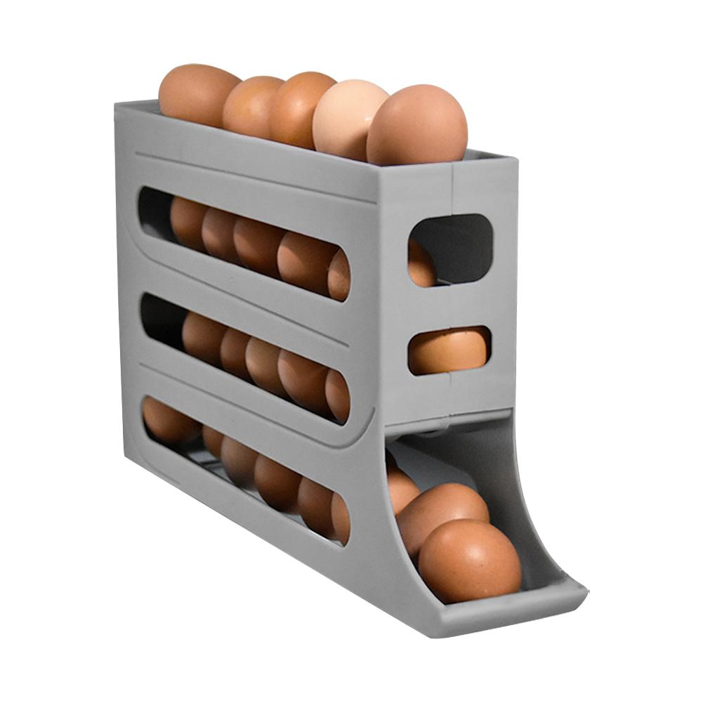 4 Layers Automatic Rolling Egg Holder Rack Fridge Egg Storage Box Container Kitchen Refrigerator Egg Dispenser Fridge Organizer