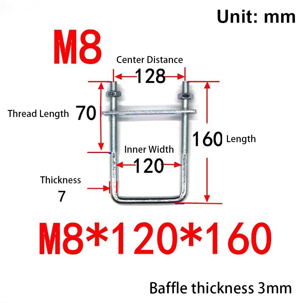 1Pcs With Baffle Pipe U-clamp Screws Right Angle U-bolt New Square Bolt for Square Tube