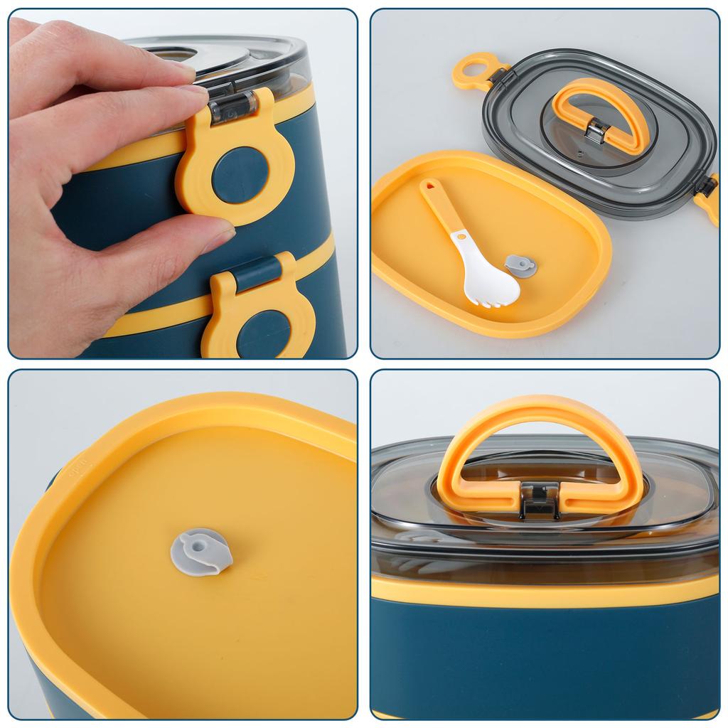 Outdoor three-layer stackable food box sealed and leak proof lunch box portable student office worker lunch box